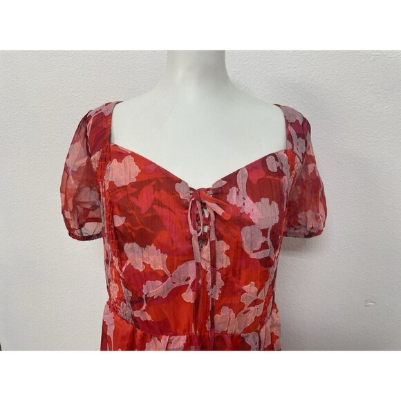 NWT Torrid Lined Lace Up Sweetheart neckline Dress Size 2X Floral Ruffle Smocked - Picture 3 of 16